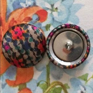 Vintage Mosaic Satin Fabric Covered Earrings